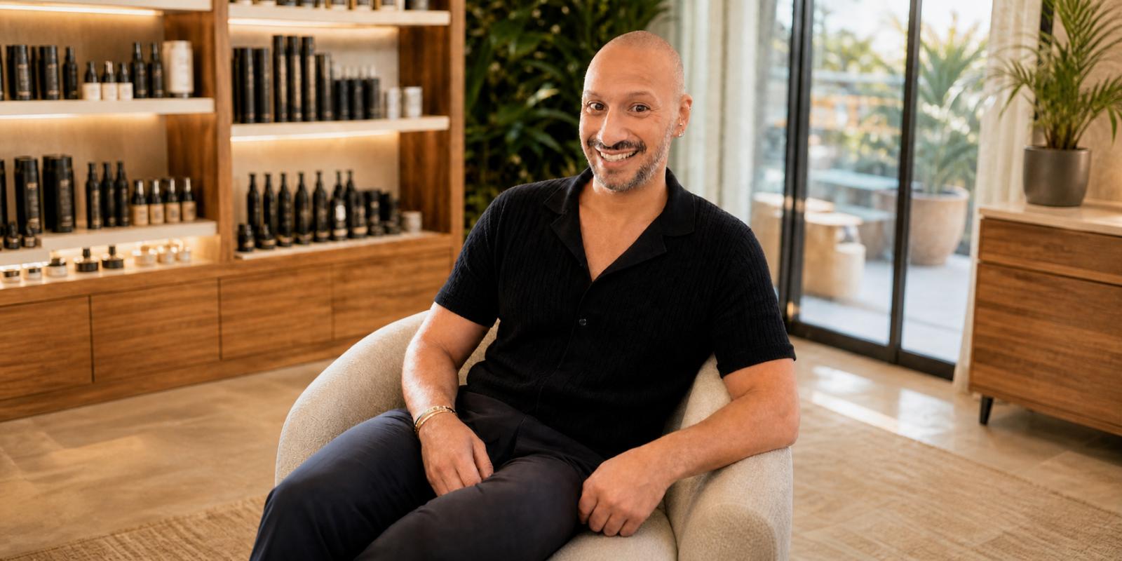 Stovë of JZ HairStyling seated in a white chair inside Southern Flair Salon in Cocoa, Florida.